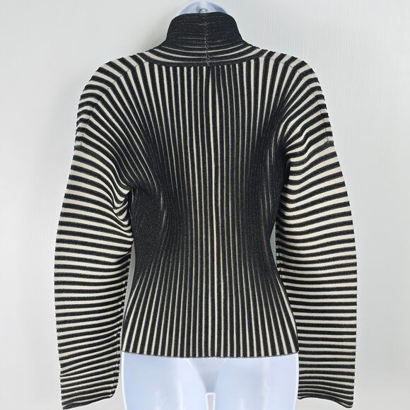 Tory Burch Runway Plaited Rib Shawl Cardigan Black Vanilla Flower Wrap XL NWT - Picture 4 of 13